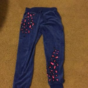 Blue velvet sweatpants size girls 8 justice.
